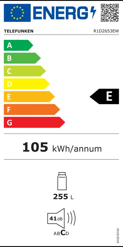 Étiquette énergie officielle du TELEFUNKEN R1D2653EW