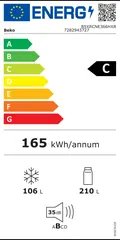 Étiquette énergie du Beko B5XRCNE366HXB