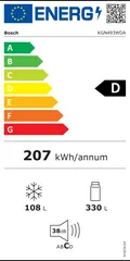 Étiquette énergie du Bosch KGN493WDA