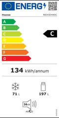 Étiquette énergie du Hisense RB343D4WDC