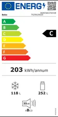Étiquette énergie du Beko B5RCNA376HXB